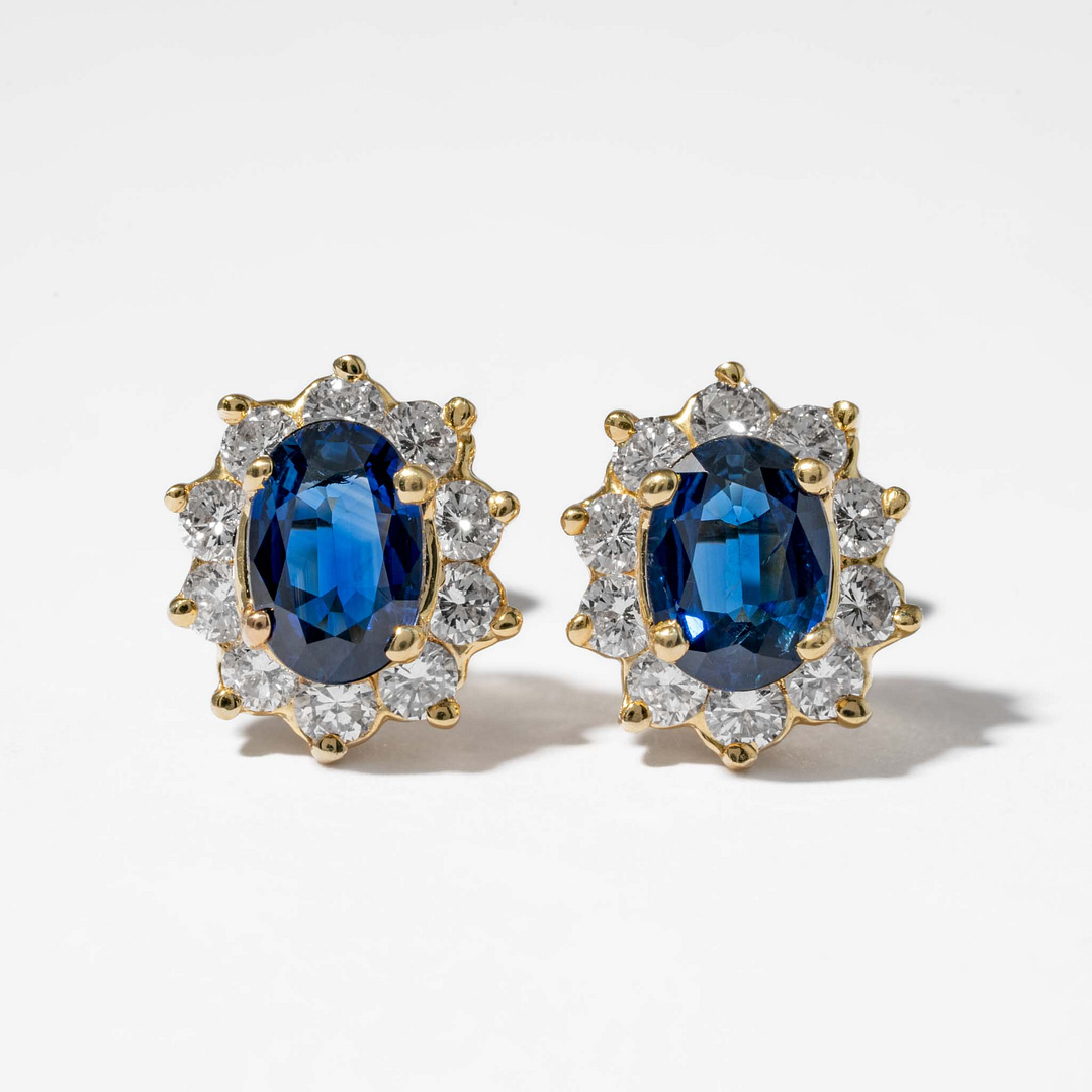 Oval blue sapphire deals earrings