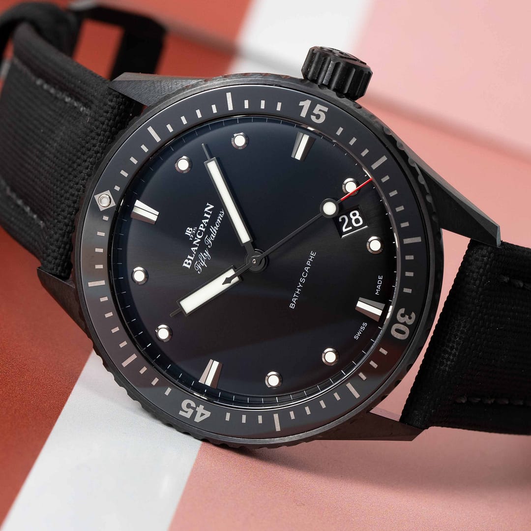 Preowned Blancpain Fifty Fathoms Bathyscaphe Black Ceramic 43mm