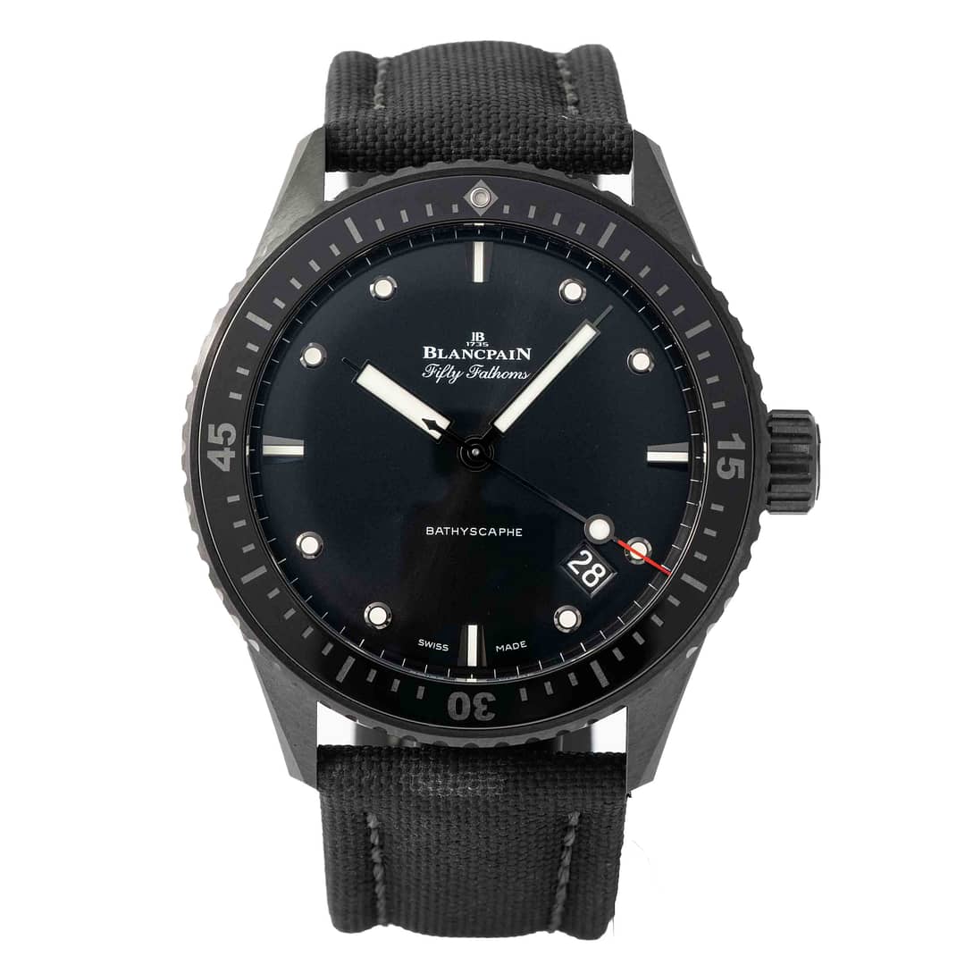 Preowned Blancpain Fifty Fathoms Bathyscaphe Black Ceramic 43mm