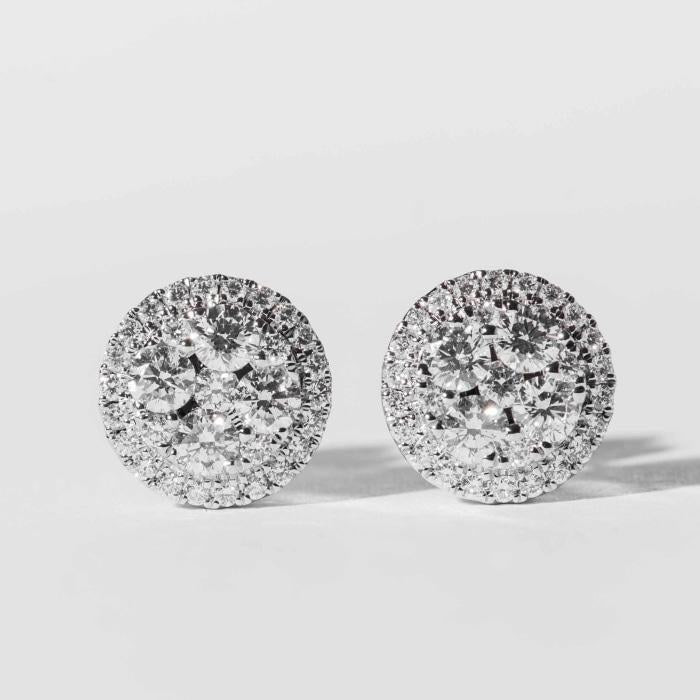 White gold online cluster earrings