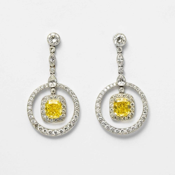 2 carat deals yellow diamond earrings