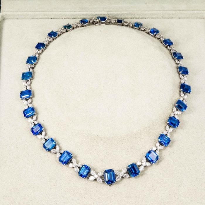 Sapphire and diamond hot sale choker necklace