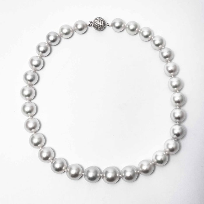 12-15mm South Sea Pearl Necklace with Diamond Clasp — Shreve