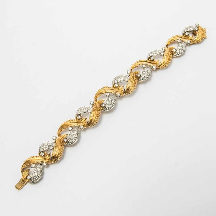 4.50 carat Diamond Leaf Motif Open Work Bracelet (Two-Tone