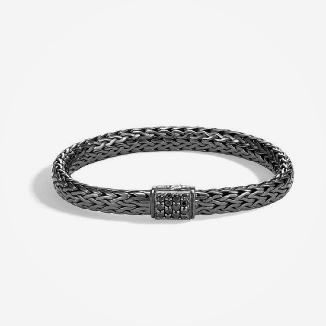 Classic Chain 7.5mm Black Sapphire Bracelet (Black Rhodium Plating