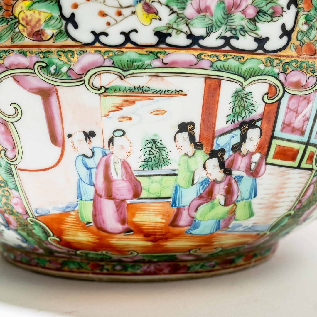 Large Antique Rose Medallion Oriental Punch Bowl, (Chinese, 19th