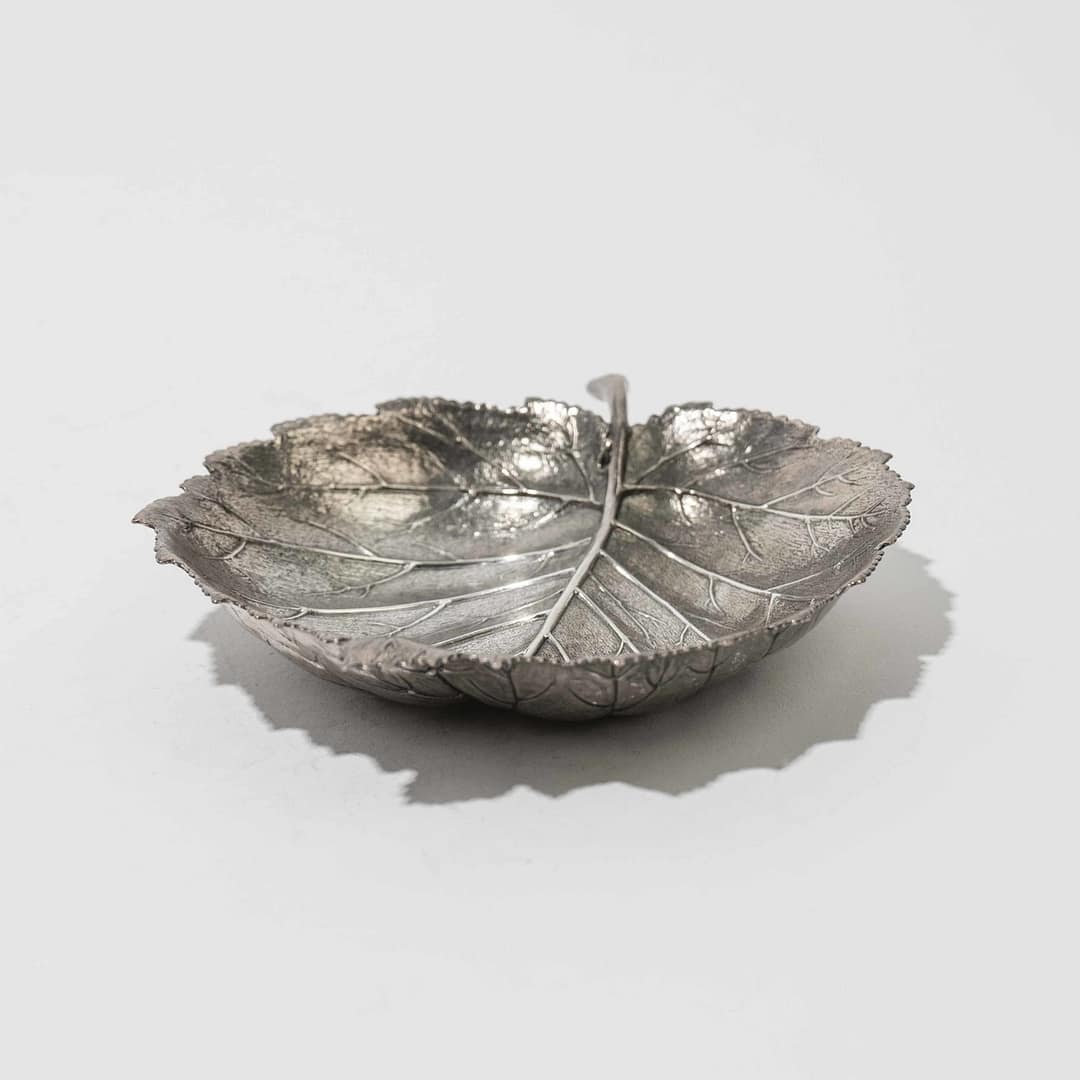 Vintage Buccellati Hazelnut Sterling Silver Leaf Dish (Italian