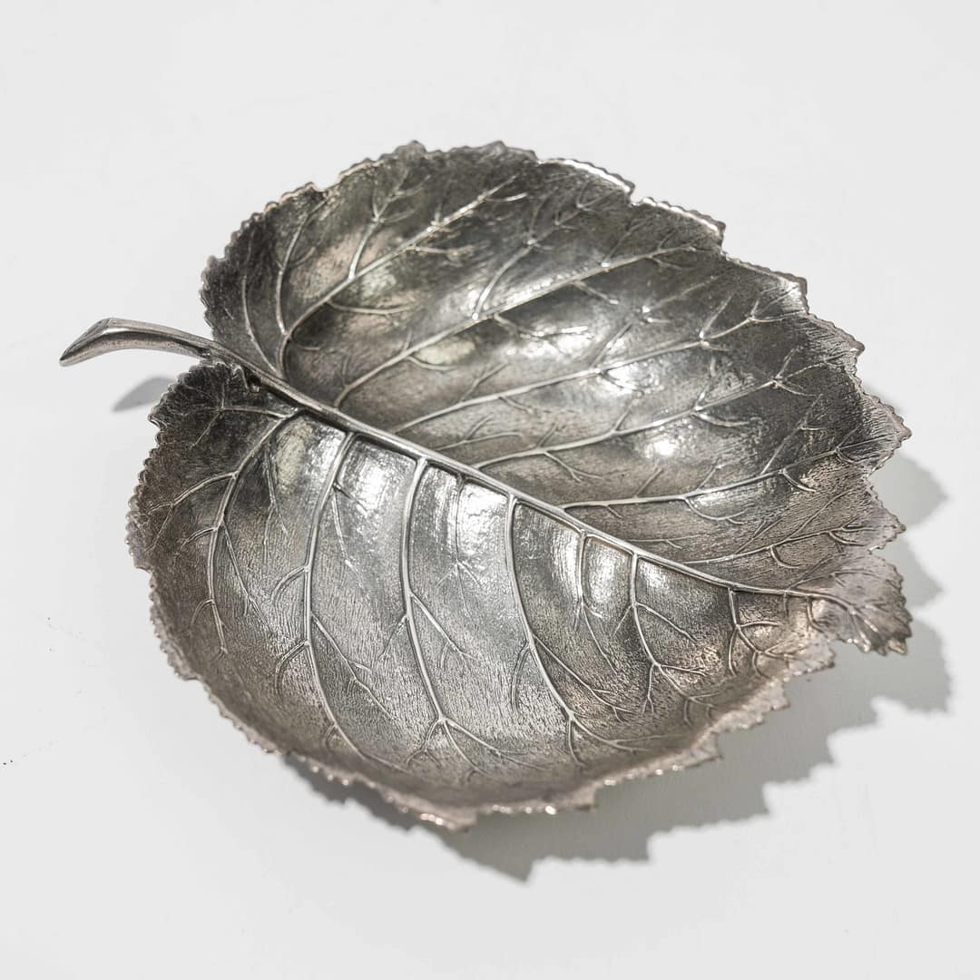 Vintage Buccellati Hazelnut Sterling Silver Leaf Dish (Italian