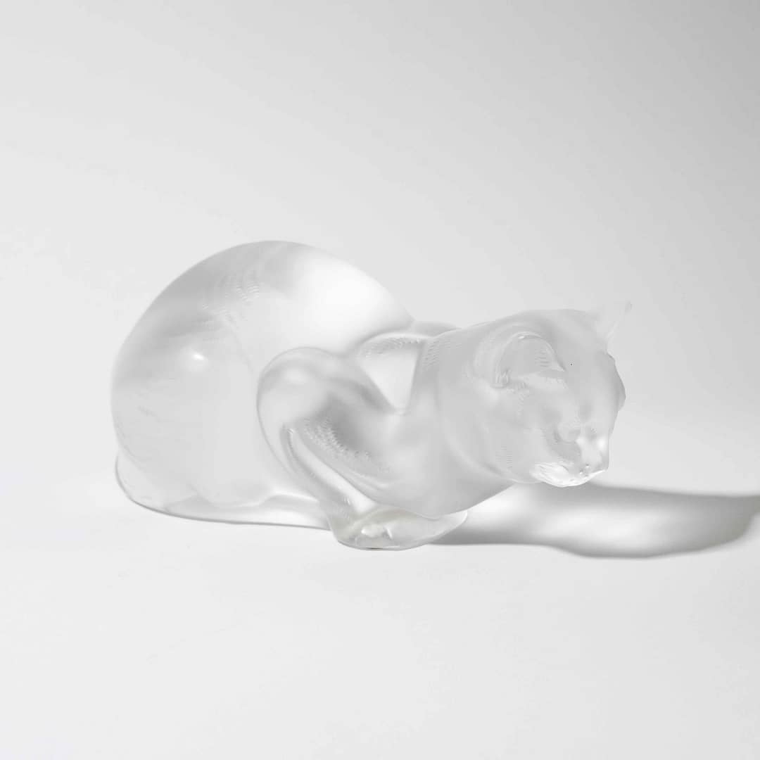 LALIQUE 猫のクリスタル彫刻 LALIQUE 猫のクリスタル彫刻 Lot - LALIQUE CAT IN ORIGINAL BOX