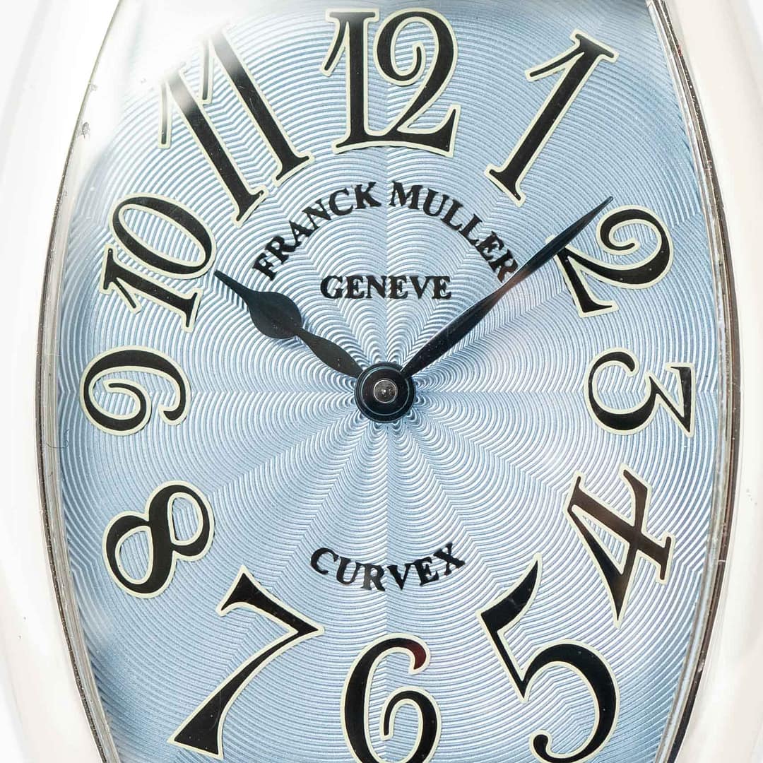 Franck Muller Ladies Curvex Baby Blue Guilloche Stainless Steel