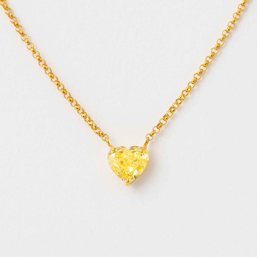 1.06 Carat Heart Shape Yellow Diamond Pendant (Yellow Gold), image size:1080x1080