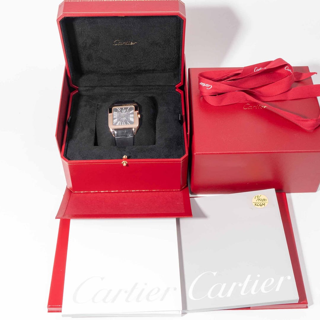 Cartier Santos Dumont Ruthenium Gray Dial Gold 37mm x 48mm