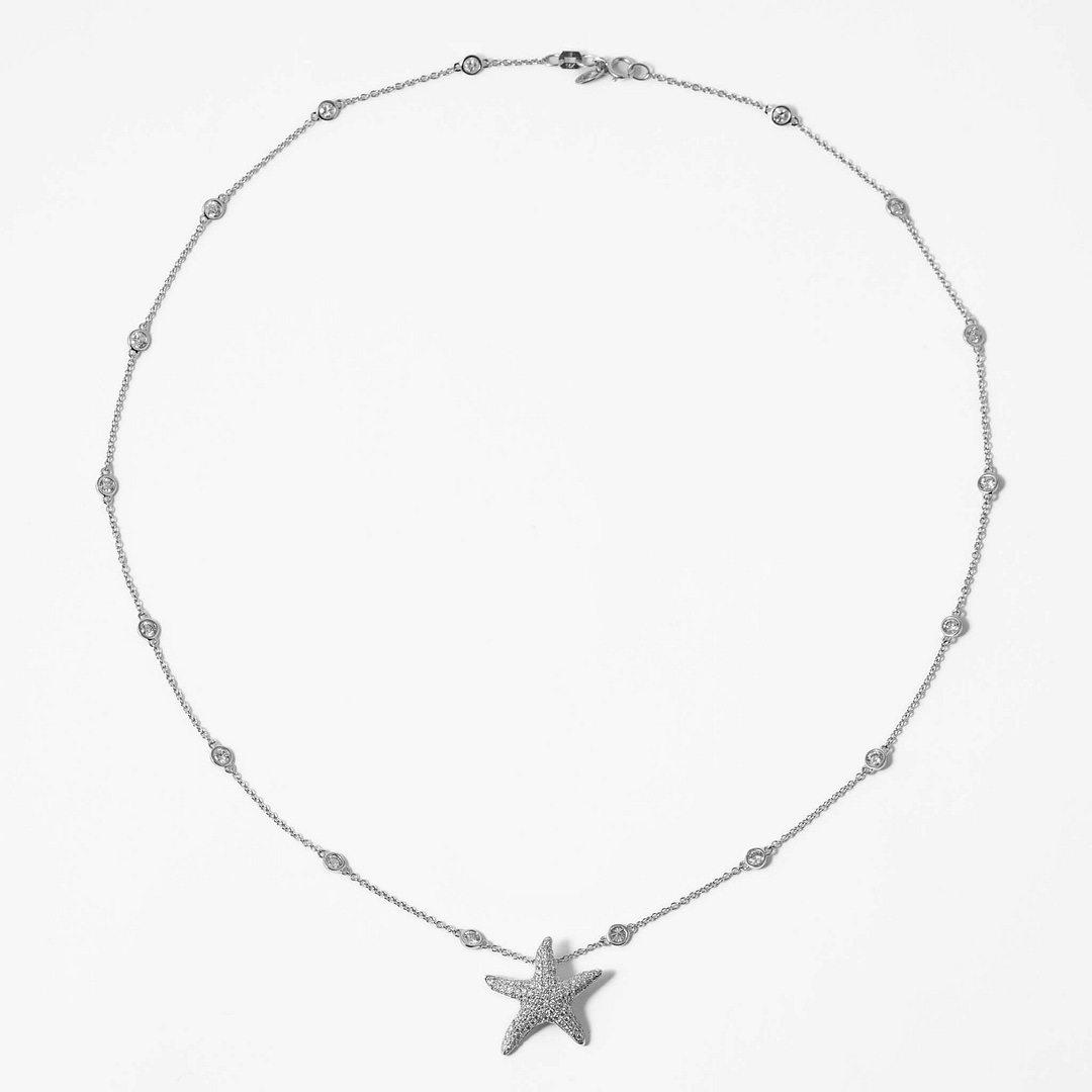 52 Carat Total Weight Diamond Starfish Pendant (White Gold