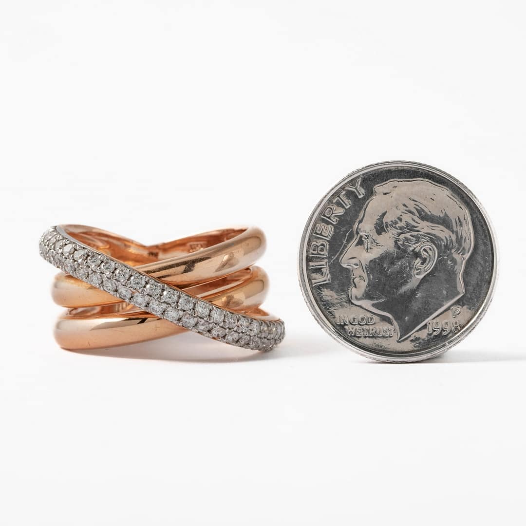 18kt Rose Gold Intertwine Diamond Pave Ring — Shreve, Crump & Low