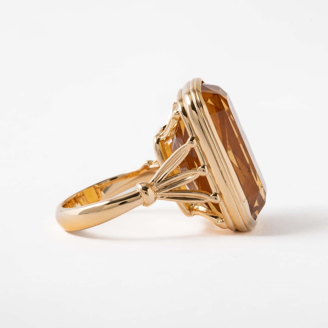 Large Cushion Shape Citrine Cocktail Ring (Yellow Gold) — Shreve