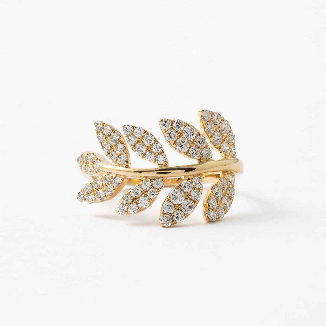 Diamond Olive Branch Ring (Yellow Gold) — Shreve, Crump Low