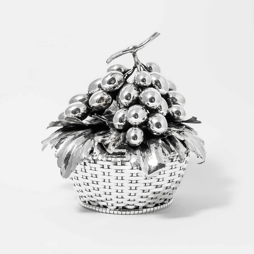Gianmaria Buccellati Sterling Silver Grape Leave Woven Basket