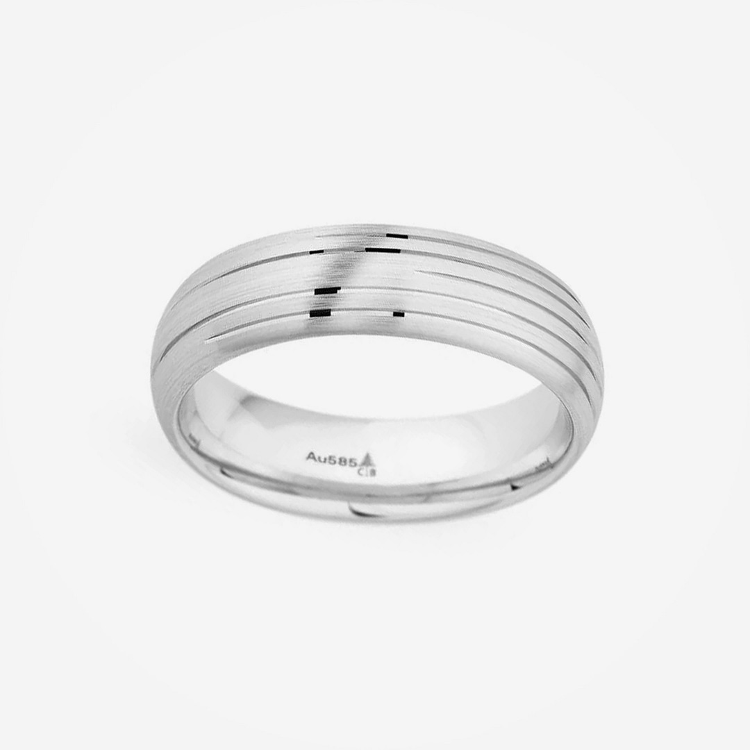 Polished Etched Line Wedding Band (Palladium) — Shreve, Crump Low