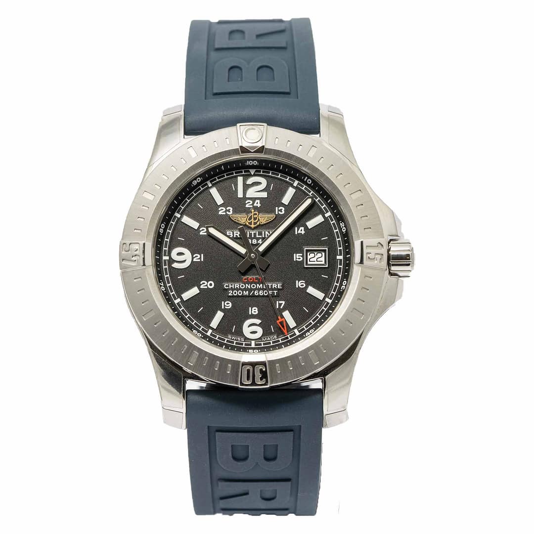 Pre-owned Breitling Colt Quartz Volcano Black Dial Stainless Steel