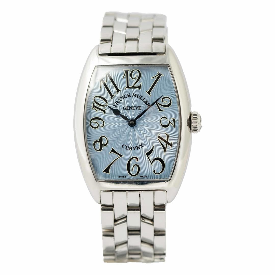 Franck Muller Ladies Curvex Baby Blue Guilloche Stainless