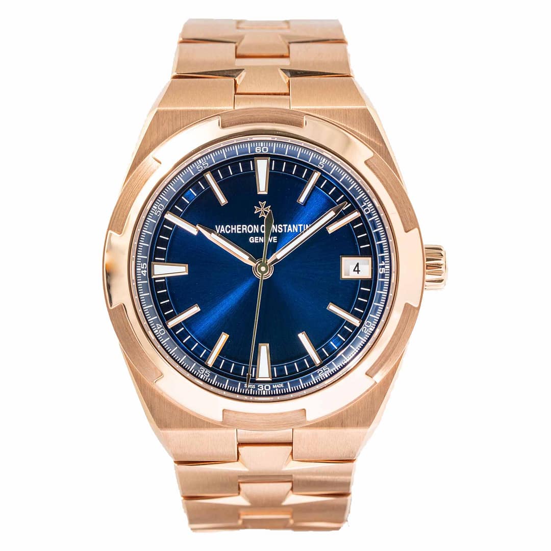 Pre-owned Vacheron Constantin Overseas Blue Dial Rose Gold 41mm
