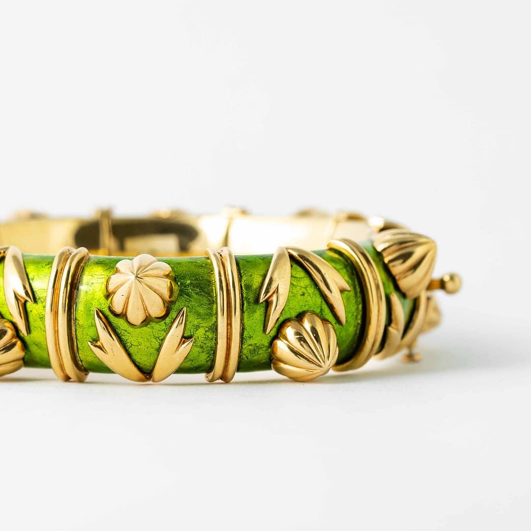 Tiffany & Co. Jean Schlumberger Yellow Gold & Lime Green Paillonne