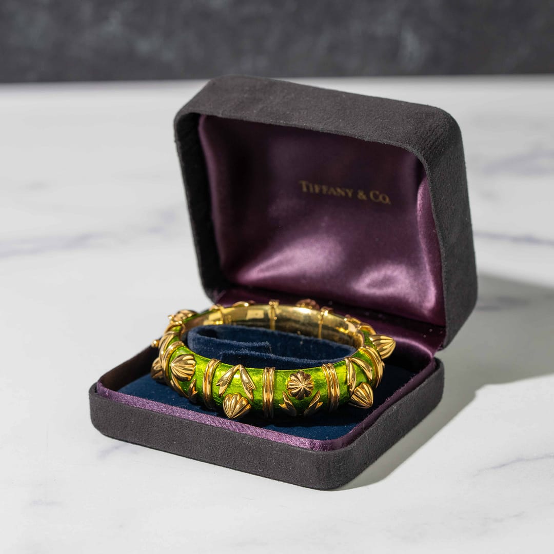 Tiffany & Co. Jean Schlumberger Yellow Gold & Lime Green Paillonne