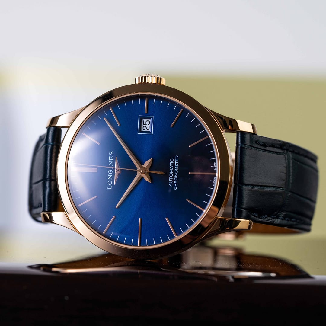 Longines Record Blue Dial Rose Gold 38.5mm (L2.820.8.92.2