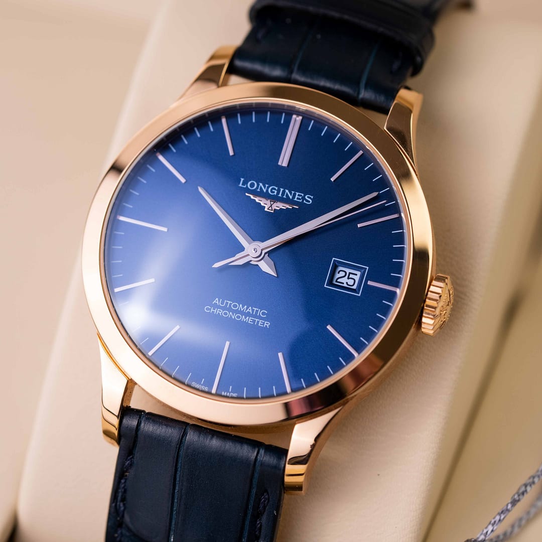 Longines Record Blue Dial Rose Gold 38.5mm (L2.820.8.92.2