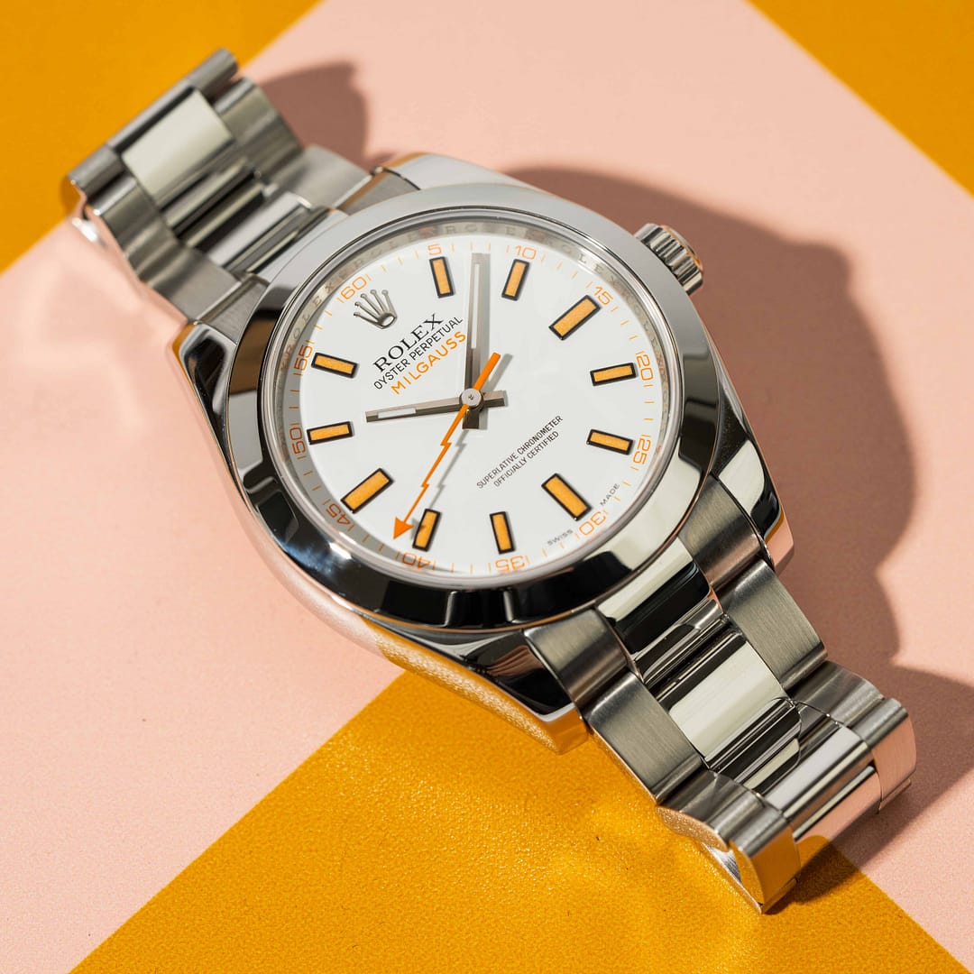 Rolex Milgauss White & Orange Dial Stainless Steel 40mm (116400