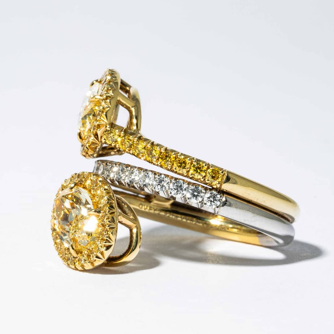 2.92 carats Oval Fancy Yellow Diamond Bypass Ring (GIA