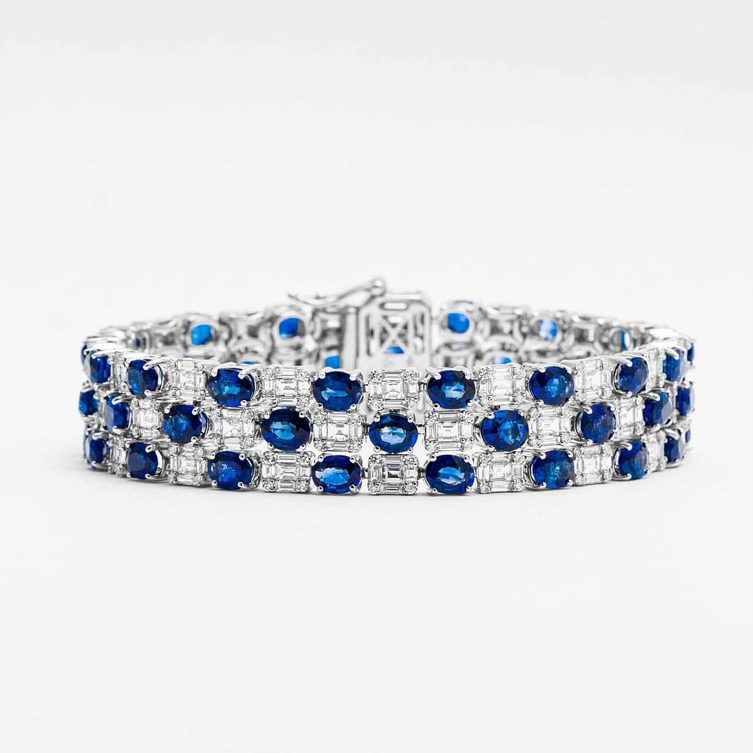 21.28 Carat Blue Sapphire & Diamond Bracelet (White Gold