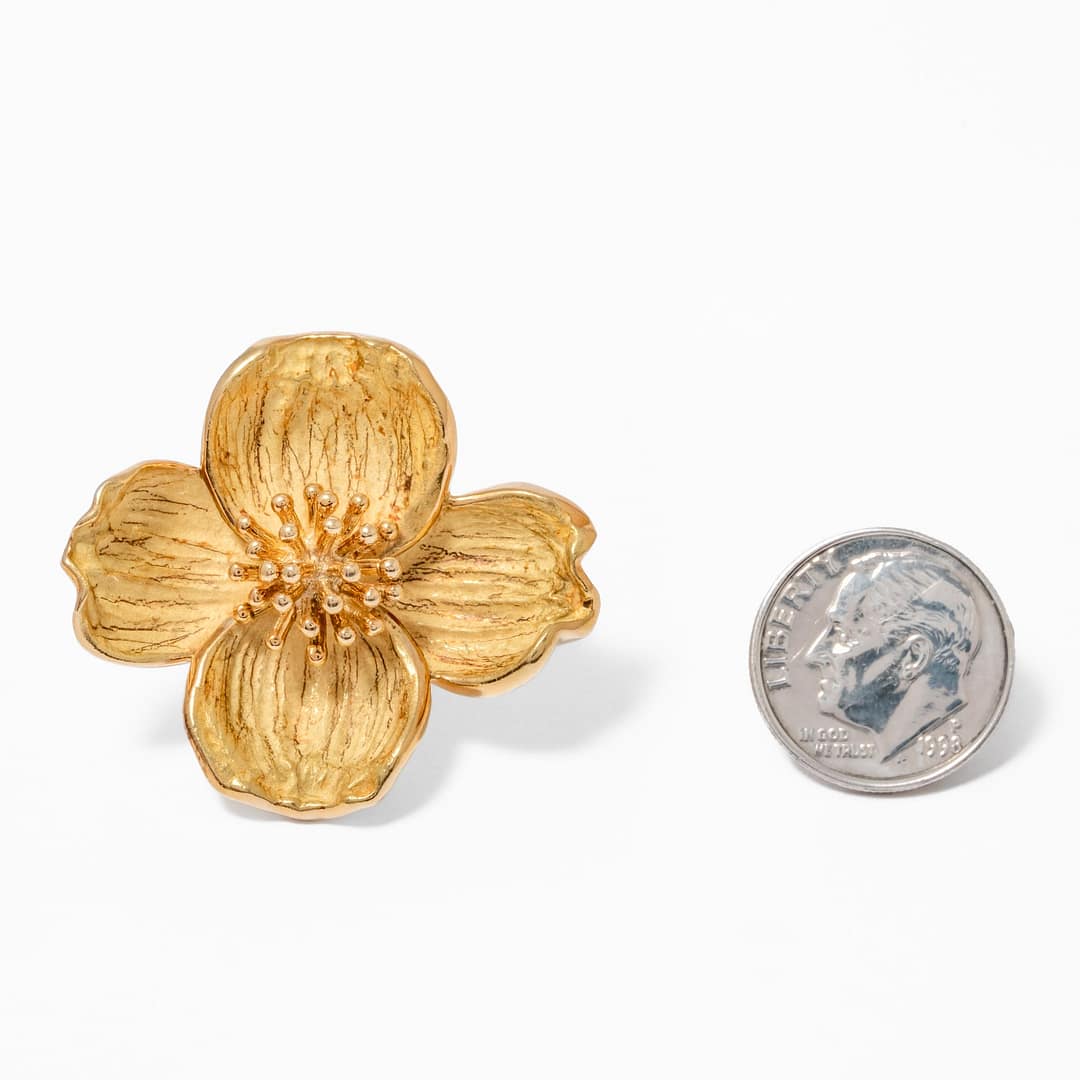 Tiffany & Co Diamond 18 Karat Dogwood Flower Brooch Pin (Yellow