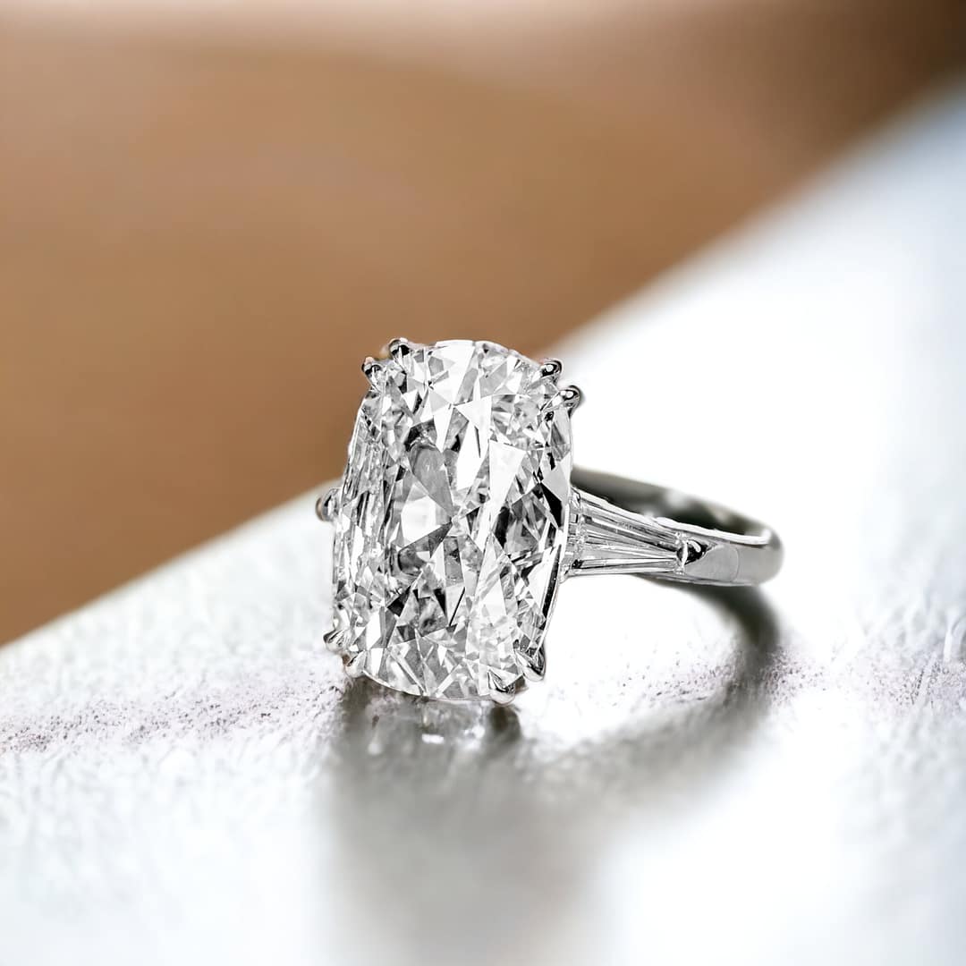 Carat D IF Type IIA Cushion Cut Diamond and Baguette Diamond