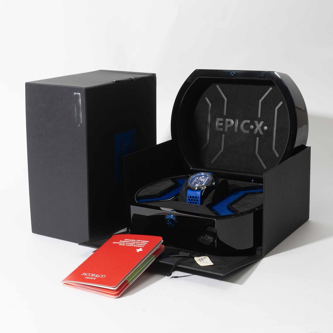 Jacob & Co Epic x Bucherer Blue L.E. Skeleton Black DLC Titanium