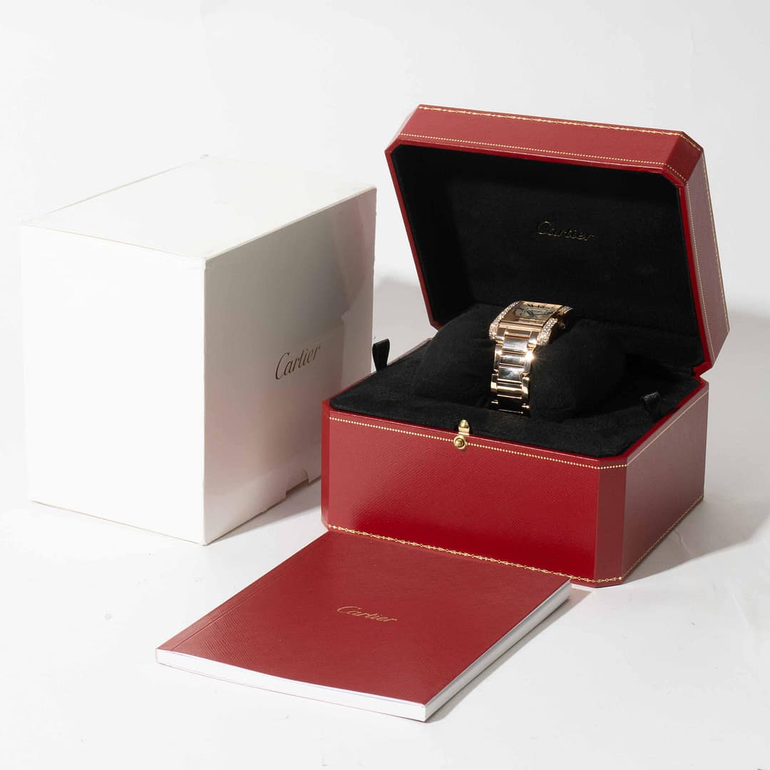 Cartier Tank Anglaise Medium Automatic Rose Gold with Diamonds