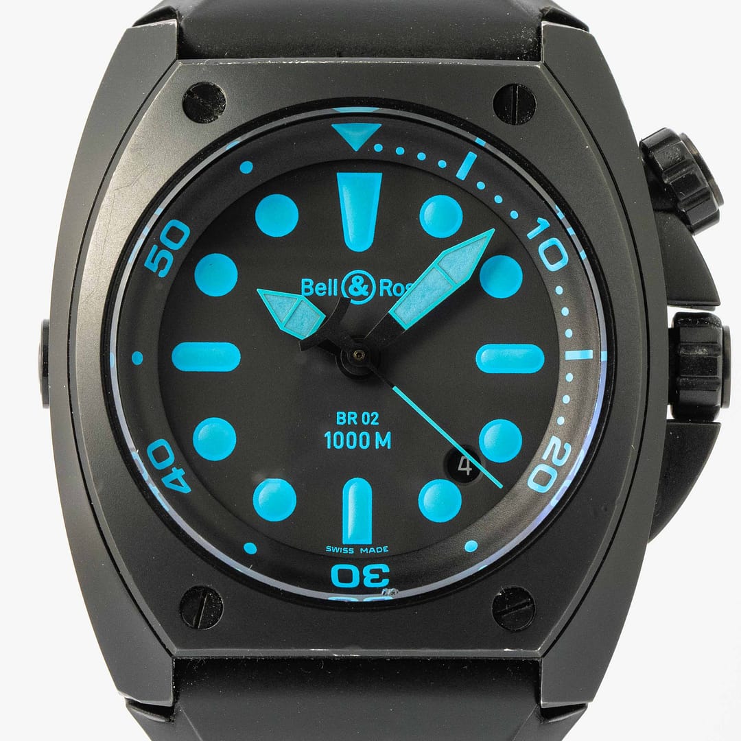 Preowned Bell & Ross BR 02 Marine Automatic Neon Blue Black PVD