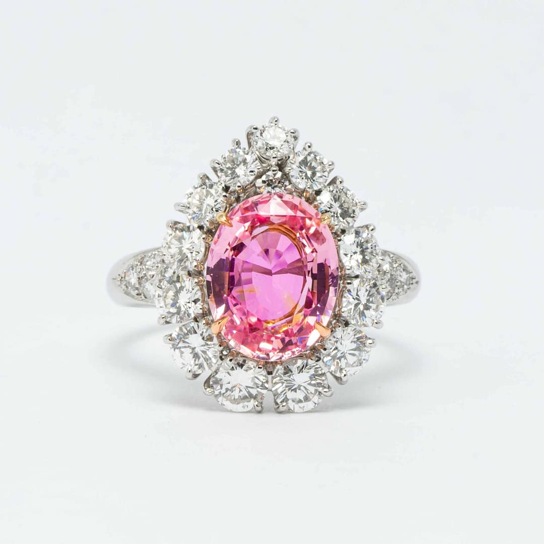 Bague Saphir Padparadscha Or Rose 18 Carats - Taille US 4,5 - Neuf Sans Emballage - Pierre Non Traitée