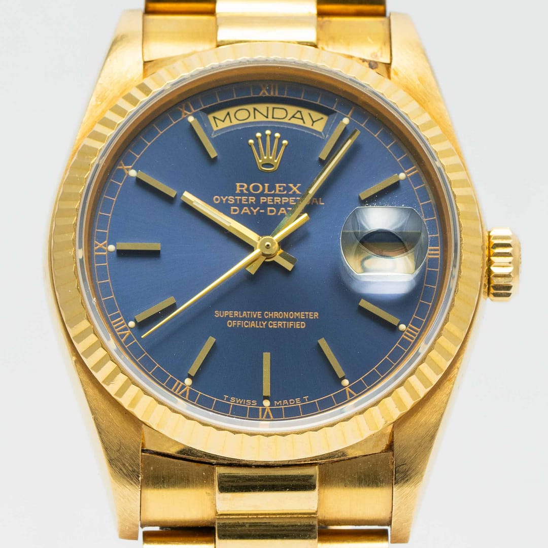 Rolex Presidential Day-Date Vintage 1986 Blue Dial Yellow Gold
