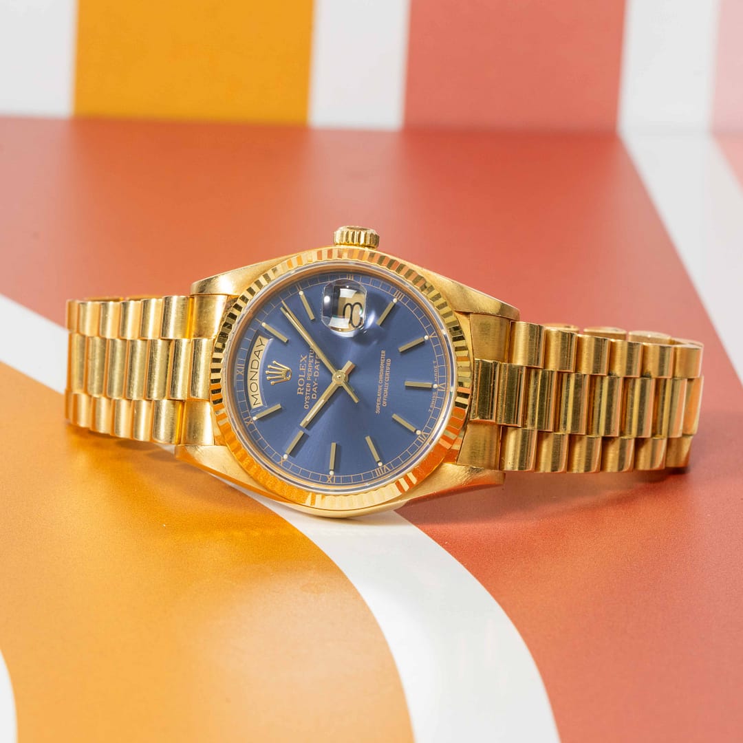 Rolex Presidential Day-Date Vintage 1986 Blue Dial Yellow Gold