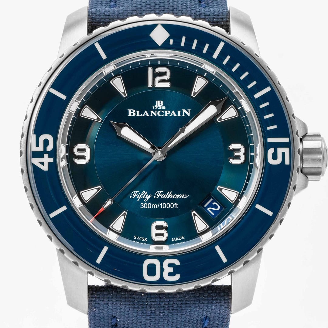 Preowned Blancpain Fifty-Fathoms Blue Dial Titanium 45mm (5015