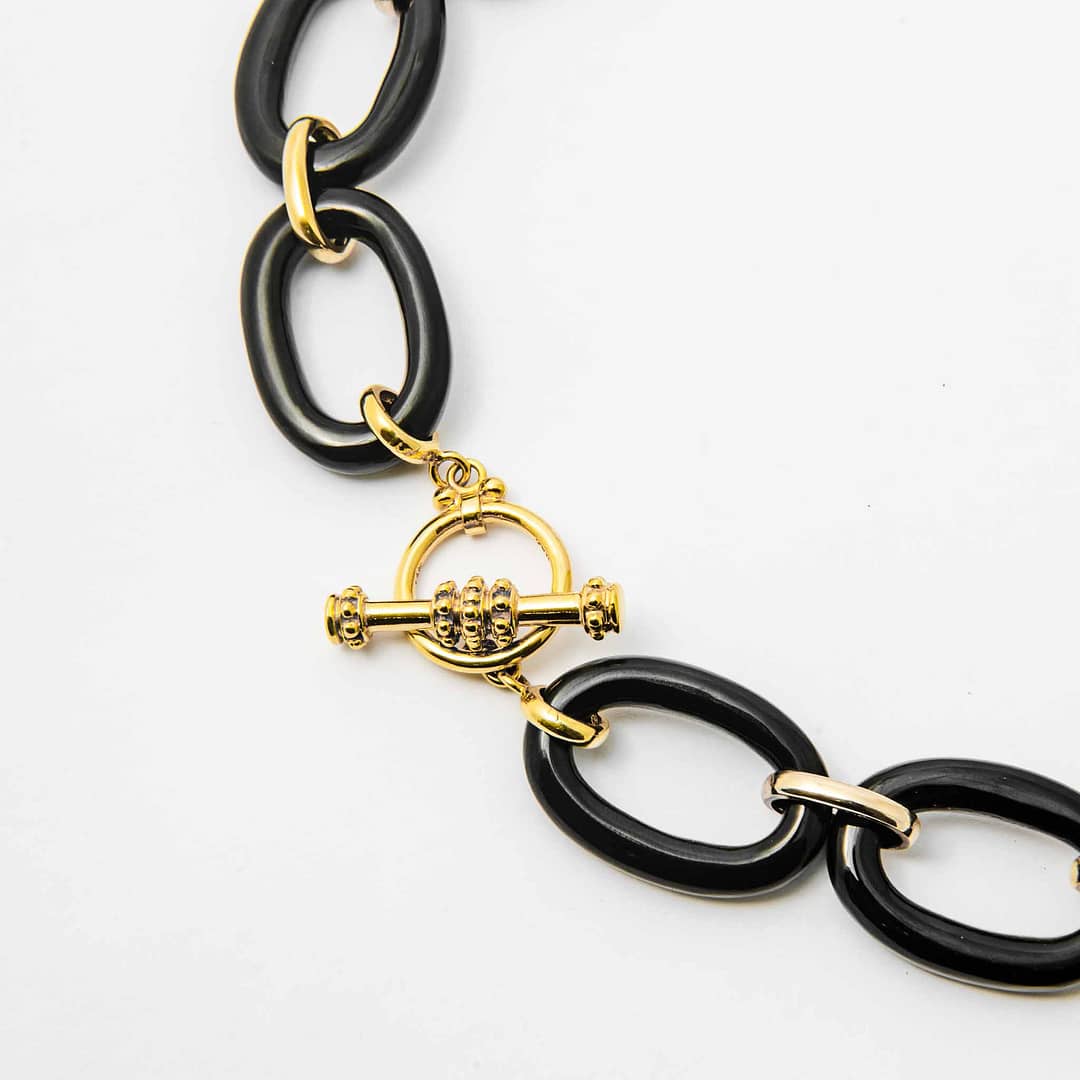 ブレスレット LESS IS MORE onyx necklace 10mm Black Onyx Necklace. 10 Millimeter Cabochon. Sterling Silver