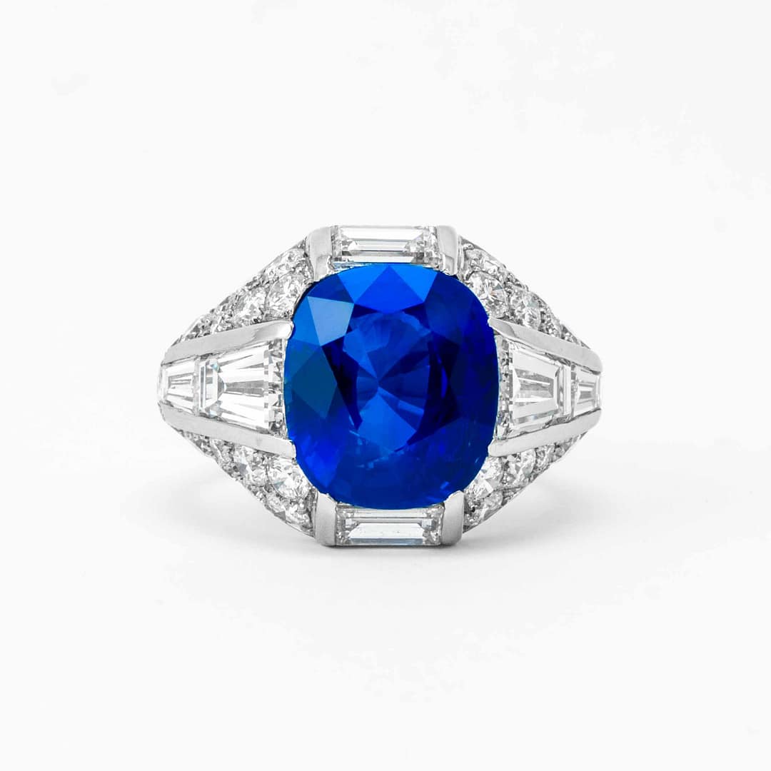 Bvlgari Carat Cushion Blue Sapphire Diamond Ring (Platinum