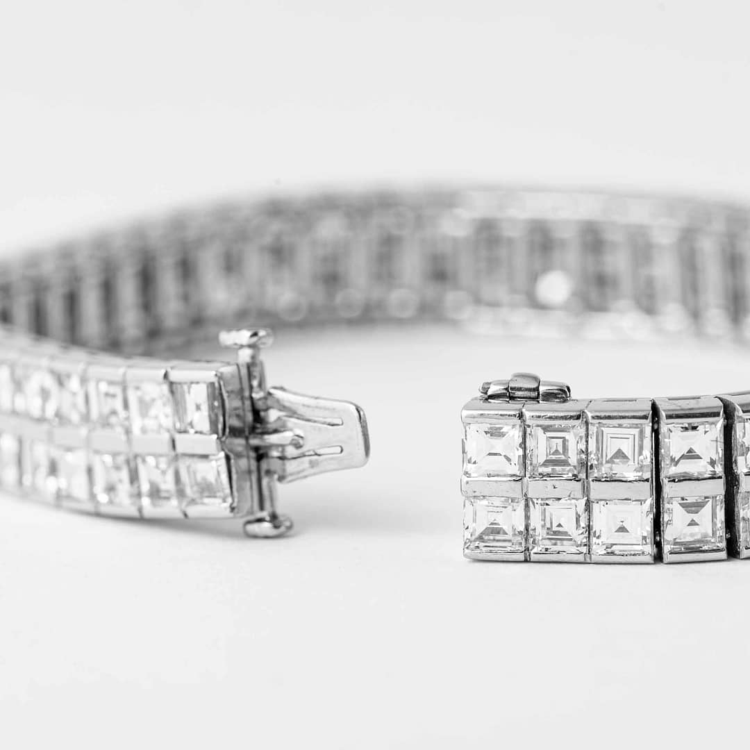 【HYERES LOR】25SS★ SL Square Channel Tennis Bracelet Mixed Metal Checkerboard Tennis Bracelet Double – Harwell