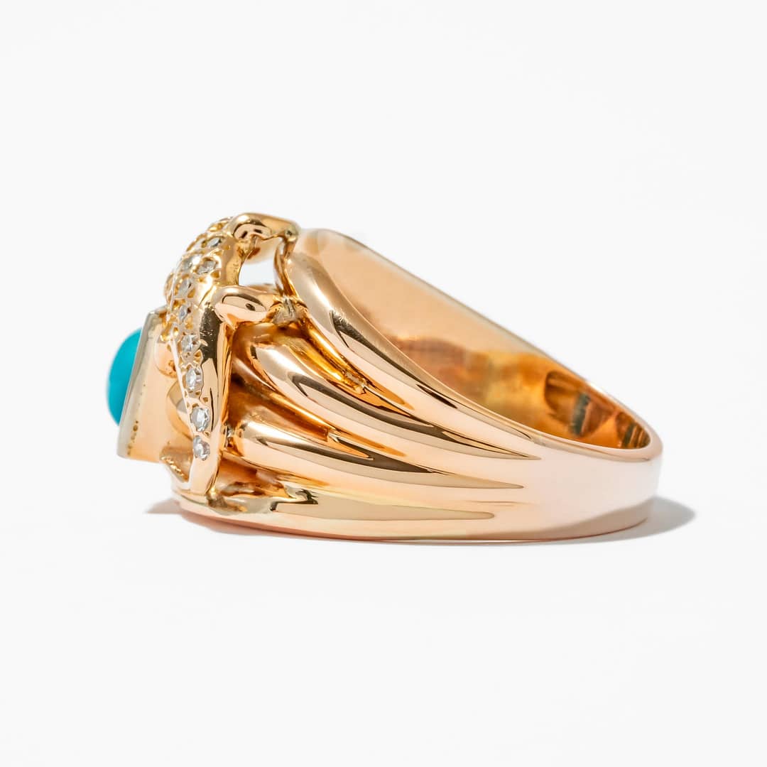 0.20 Carat Round Diamond & Turquoise Lizard Ring (Yellow