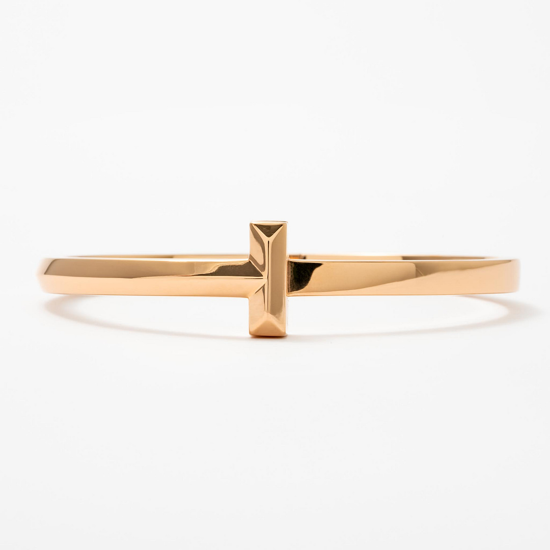 Tiffany Co 18 Karat T1 Wide Hinged Bangle (Rose Gold) — Shreve