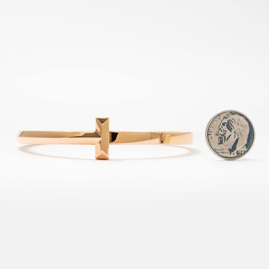 Tiffany Co 18 Karat T1 Wide Hinged Bangle (Rose Gold) — Shreve
