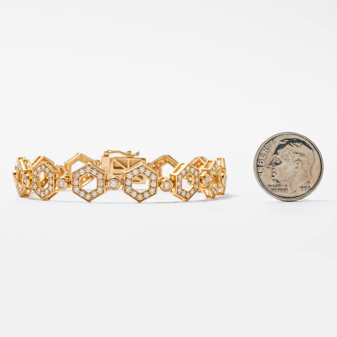 2.58 Total Carat Weight Diamond Open Hexagon Link Bracelet (Yellow