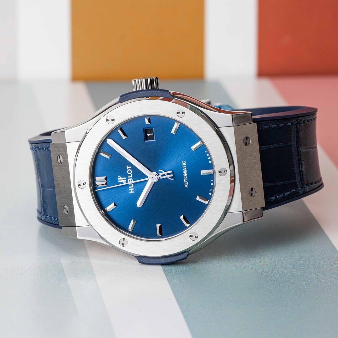 Preowned Hublot Classic Fusion Blue Dial Titanium 42mm (542.NX
