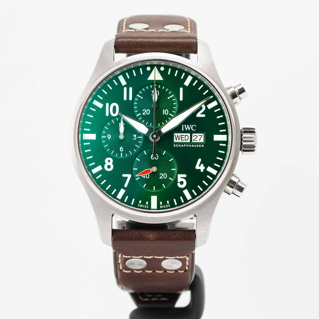 Pre-owned IWC Pilot's Watch Chronograph Green Dial Stainless Steel